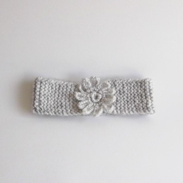 bandeau bebe gris en laine