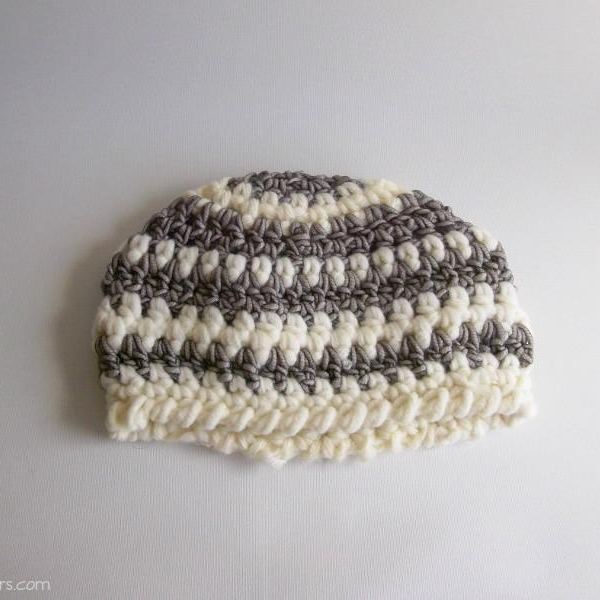 bonnet en laine gris blanc