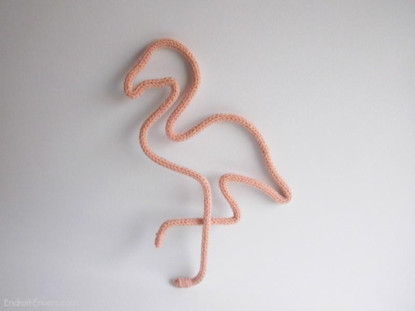 flamant rose en tricotin