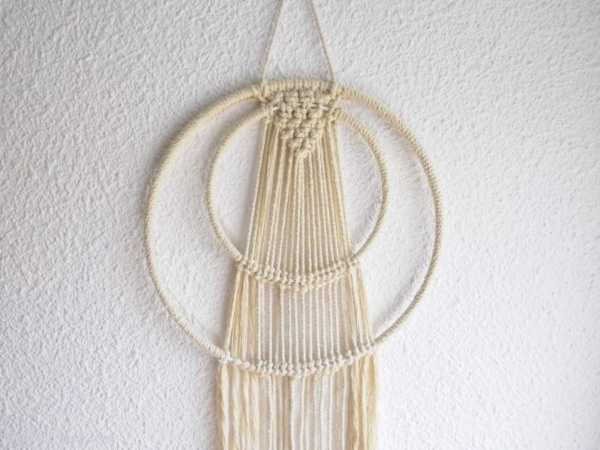suspension macramé double cercle